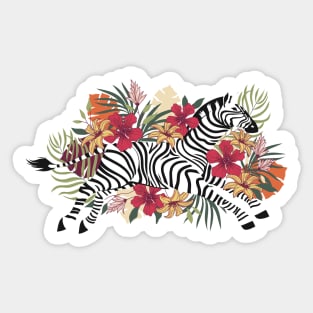 Wild Zebra Tropical Flower Sticker